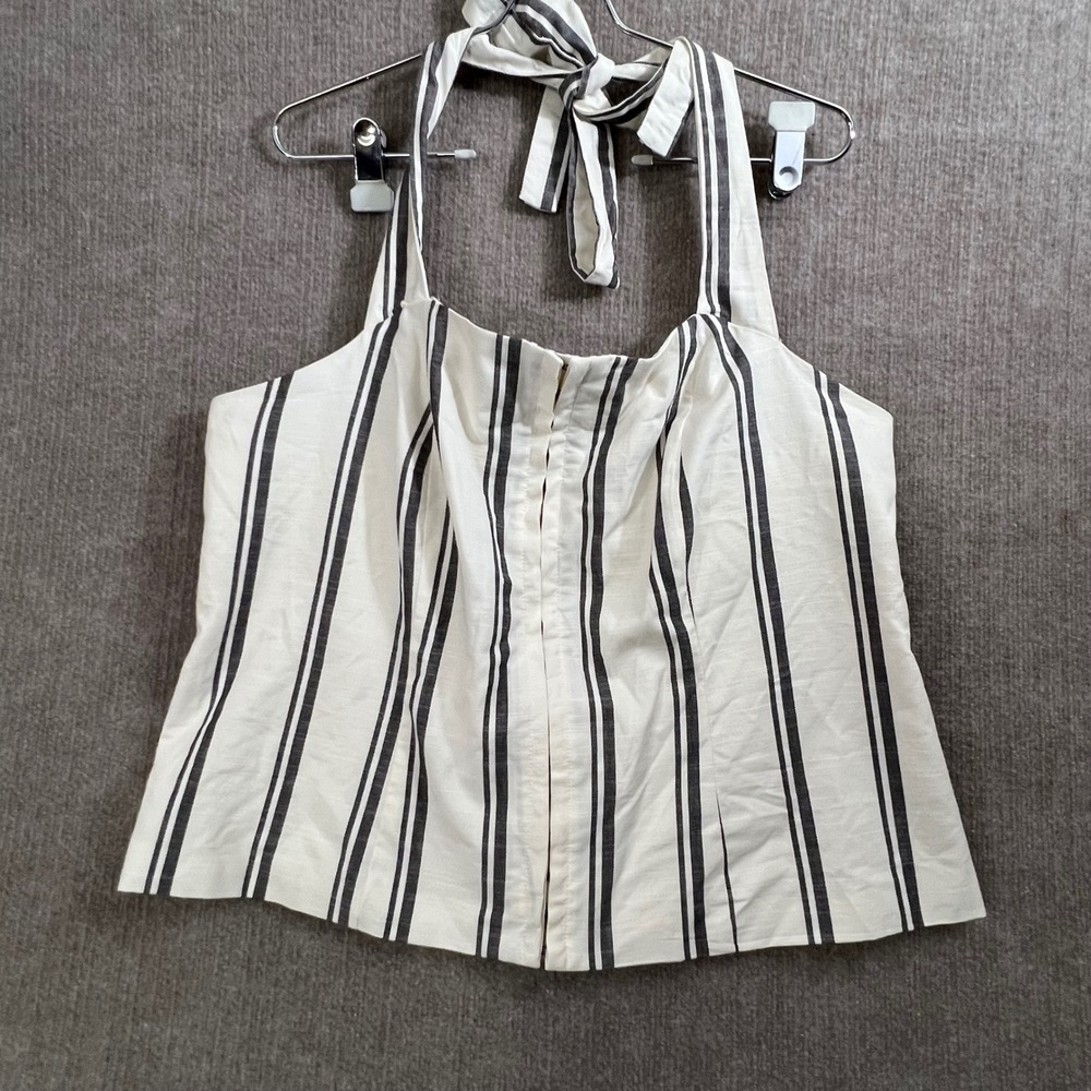 Future Collective Jenee Naylor White Black Striped Tie‎ Strap Top XXL